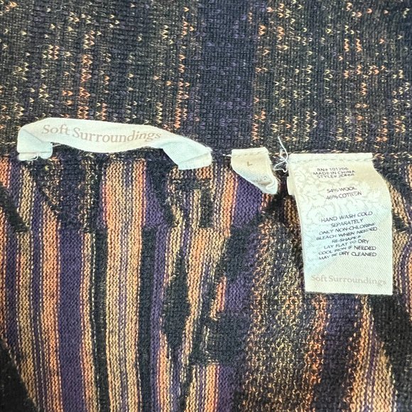 Soft Surroundings Cardigan Sweater Large Cascade Draped Wool Cotton Texture Knit - Picture 8 of 10